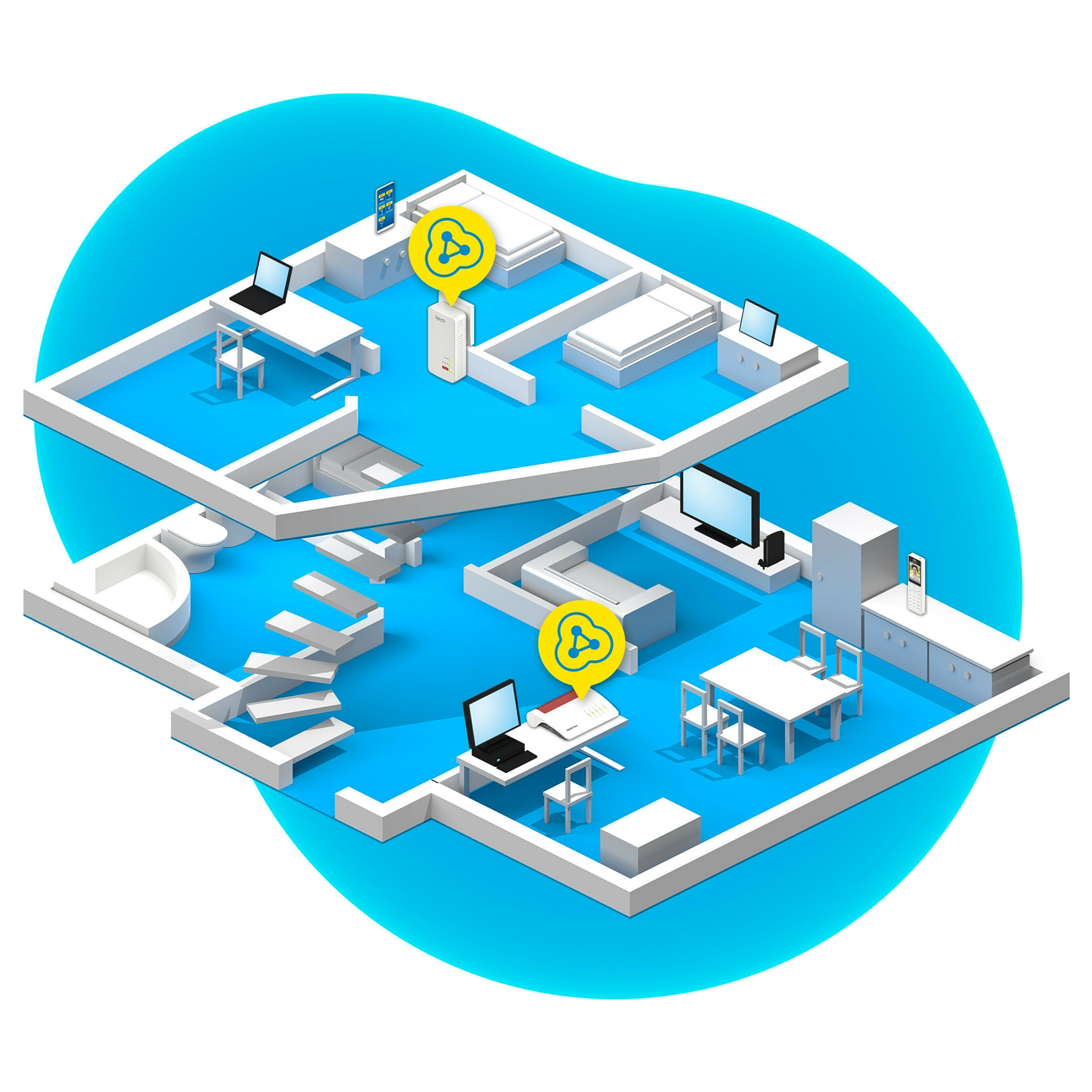 Powerline AVM FRITZ! / 1260E / 1200Mbit/s / Ethernet + WLAN / Single - Bardhë - 7