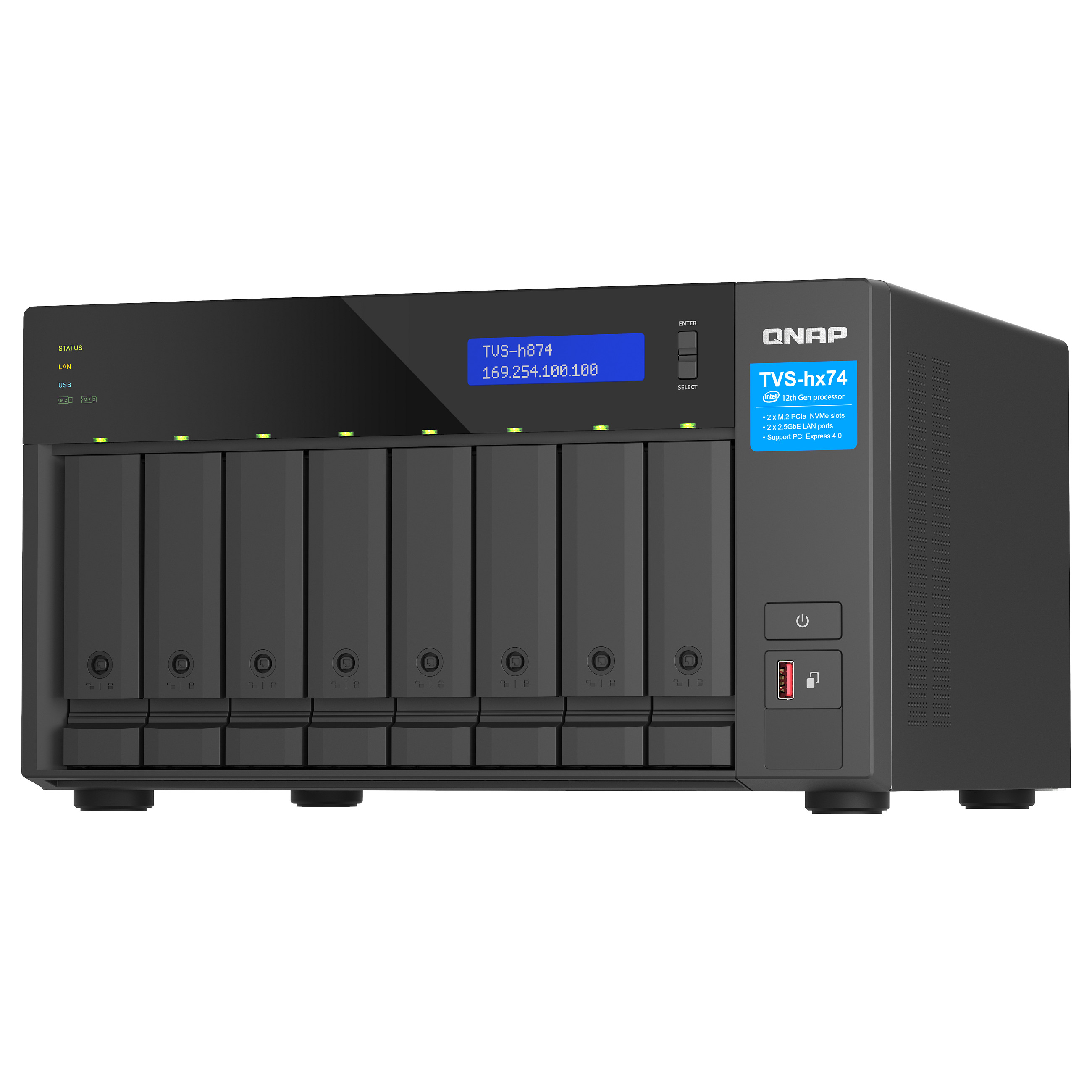 QNAP TVS-h874-i7-32G 8-Bay NAS QuTS hero me Intel Core i7-12700 12-Core, 32GB DDR4 dhe 2.5GbE - 6