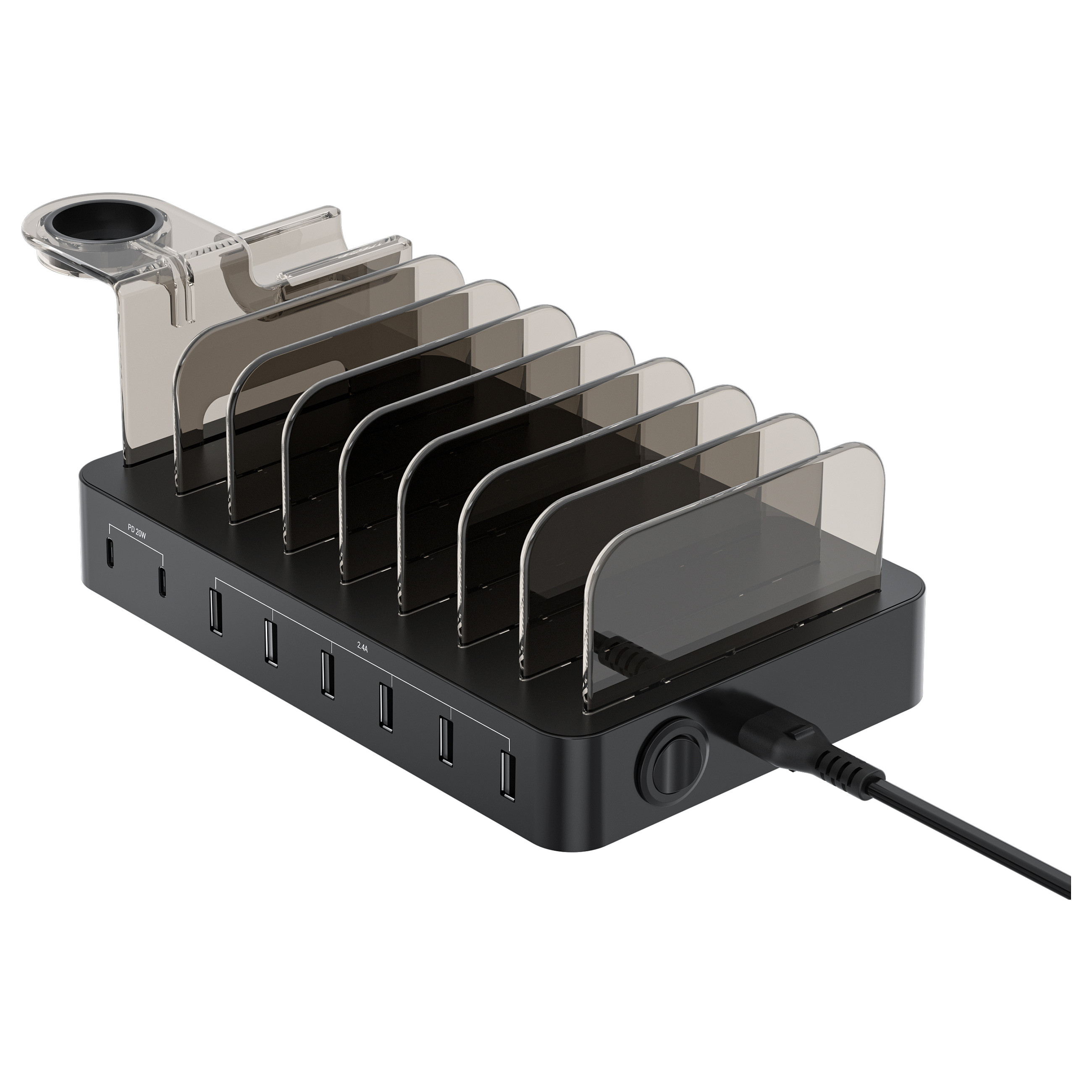 Conceptronic 8-Port USB Charger  6x USB-A / 2x USB-C – 75W PD / 3.0 – Zezë - 1