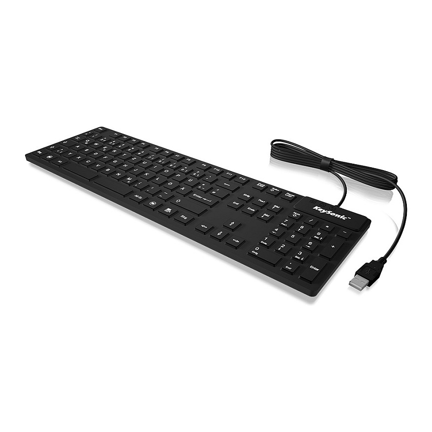 Tastierë me kabllo KeySonic KSK-8030 IN (CH) / QWERTZ / 105 Taste / USB - Zezë