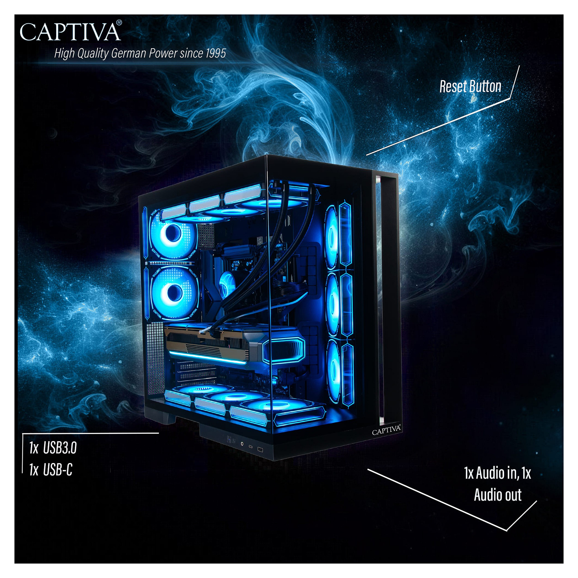 Kompjuter Gaming Captiva Highend Gaming I90-064 / Intel Core i9-14900KF / 64GB DDR5 / 2TB / RTX 5070 12GB - Zezë - 11