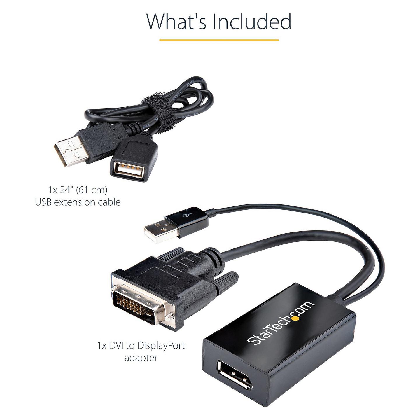 Kabllo DisplayPort StarTech.com DVI2DP2 / DVI-D në DisplayPort / 1920×1200 60Hz - Zezë - 14
