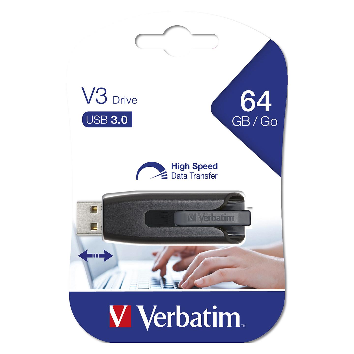USB Flash Drive Verbatim V3 / 64GB / USB 3.2 Gen 1 – Zezë/Gri - 4