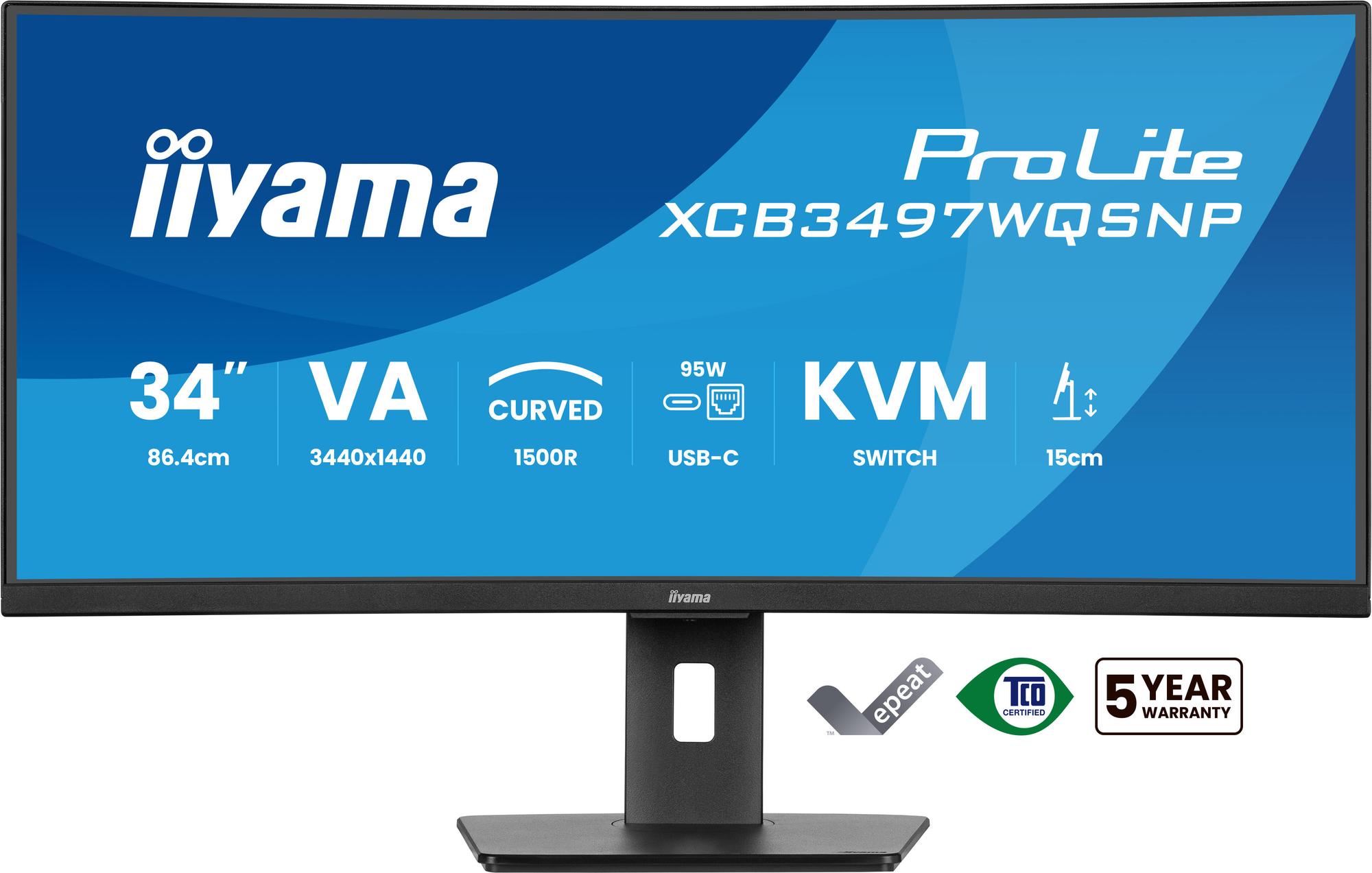 Monitor iiyama ProLite XCB3497WQSNP-B1 / 34" / UWQHD VA Curved / 120Hz / 0.4ms / HDMI+DisplayPort+USB-C - Zezë