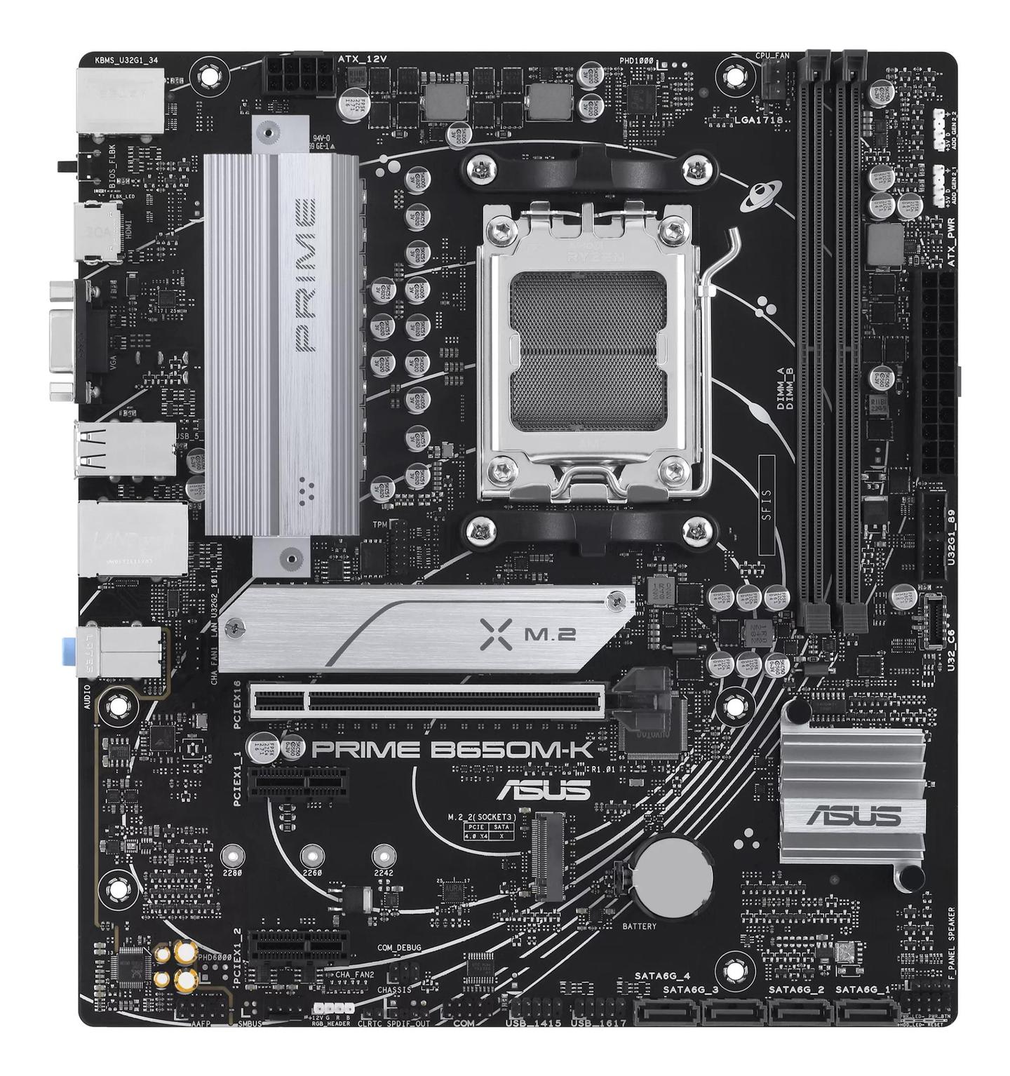 Pllakë Amë ASUS Prime B650M-K / AMD B650 / AM5 / Micro-ATX / DDR5 / PCIe 5.0 / 2.5GbE 