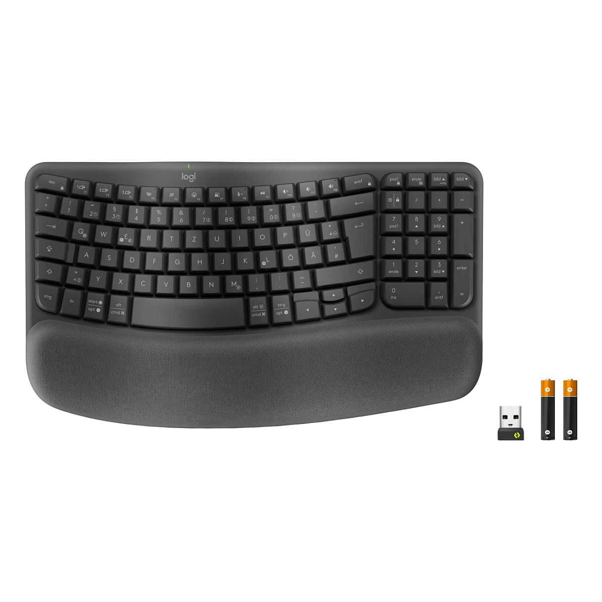 Tastierë Pa kabllo Logitech Wave Keys / Bluetooth 5.1 LE + Logi Bolt / Full-Size / QWERTZ / German - Grafit