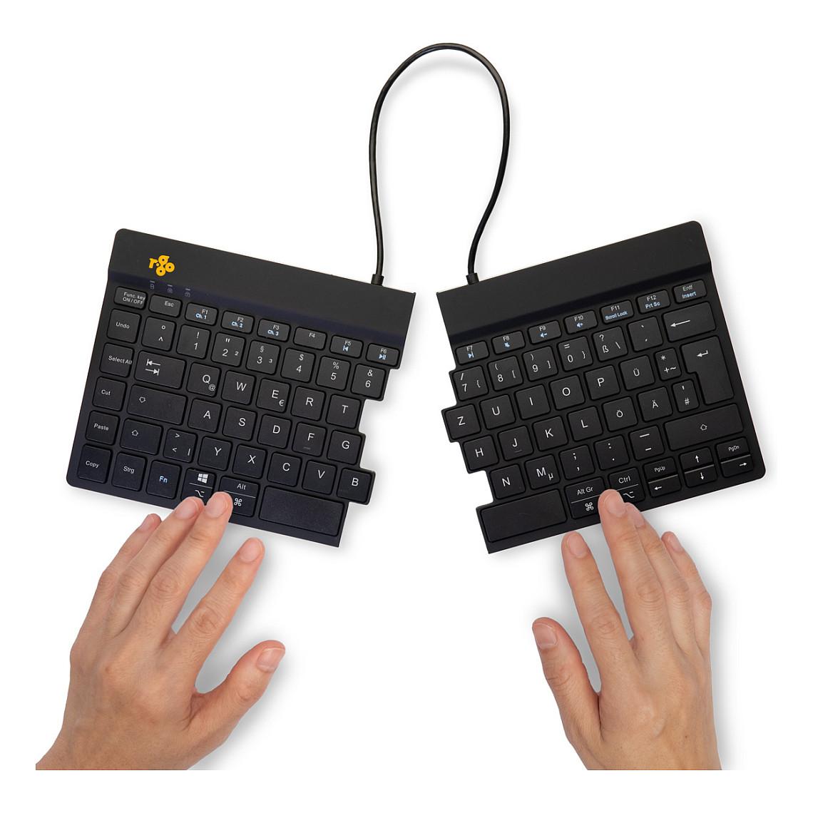 Tastierë pa kabllo R-Go Tools R-Go Split Break / QWERTZ (DE) / Mini / Ergonomike / Scissor / Bluetooth 5.0 / 2.4 GHz / 2 Pjesë – Zezë - 5
