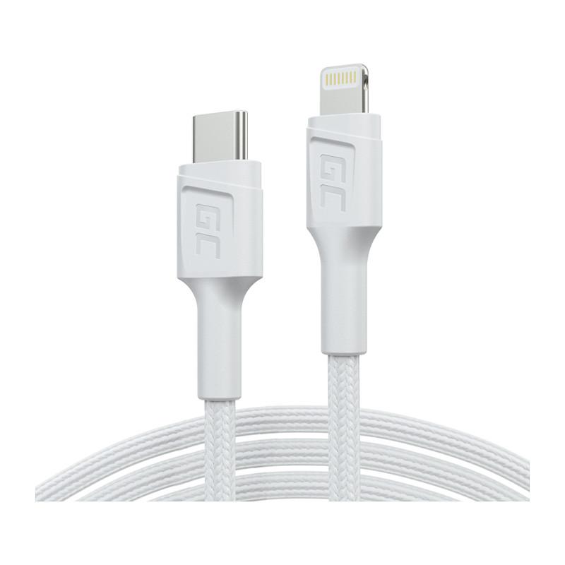 Kabllo USB Green Cell GC PowerStream KABGC07W / USB-C në Lightning / 29W / 1m - Bardhë
