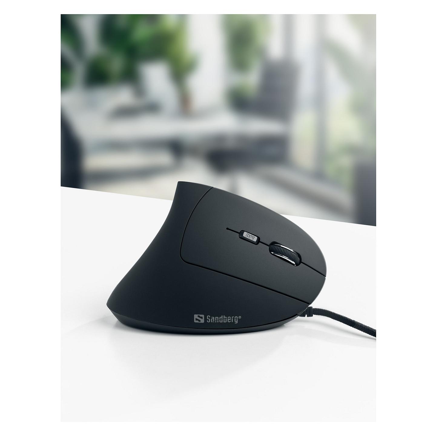 Maus me Kabllo Sandberg 630-14, Ergonomik Vertikal, USB-A, 800–2400 DPI, 6 Butona – Zezë - 7