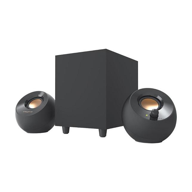 Altoparlantë Creative Pebble Plus, 2.1, 8W RMS, USB-A, AUX 3.5mm - Zezë