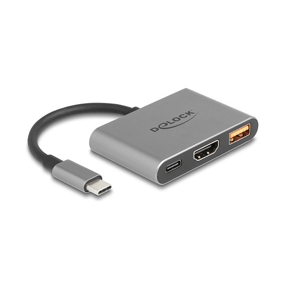 Adapter  DELOCK USB-C with HDMI 4K + USB-A + USB-C PD / 90 W - Gri - 1