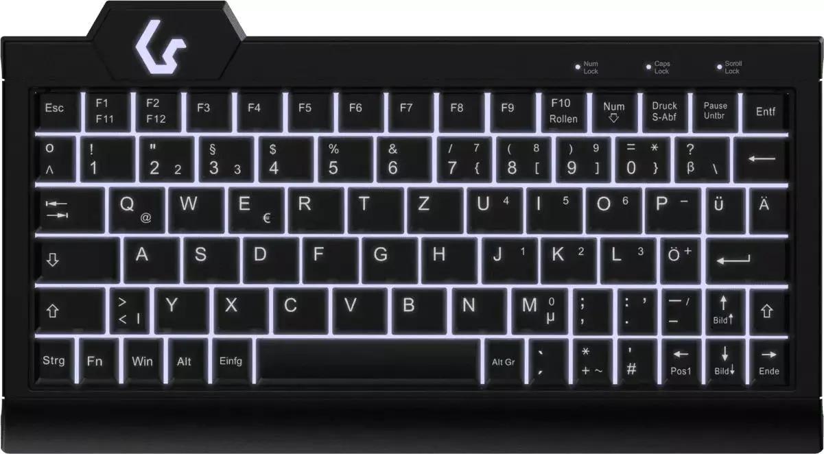 Tastierë me kabllo Mini KeySonic KSK-3010ELC (UK), USB, me Ndriçim LED – Zezë