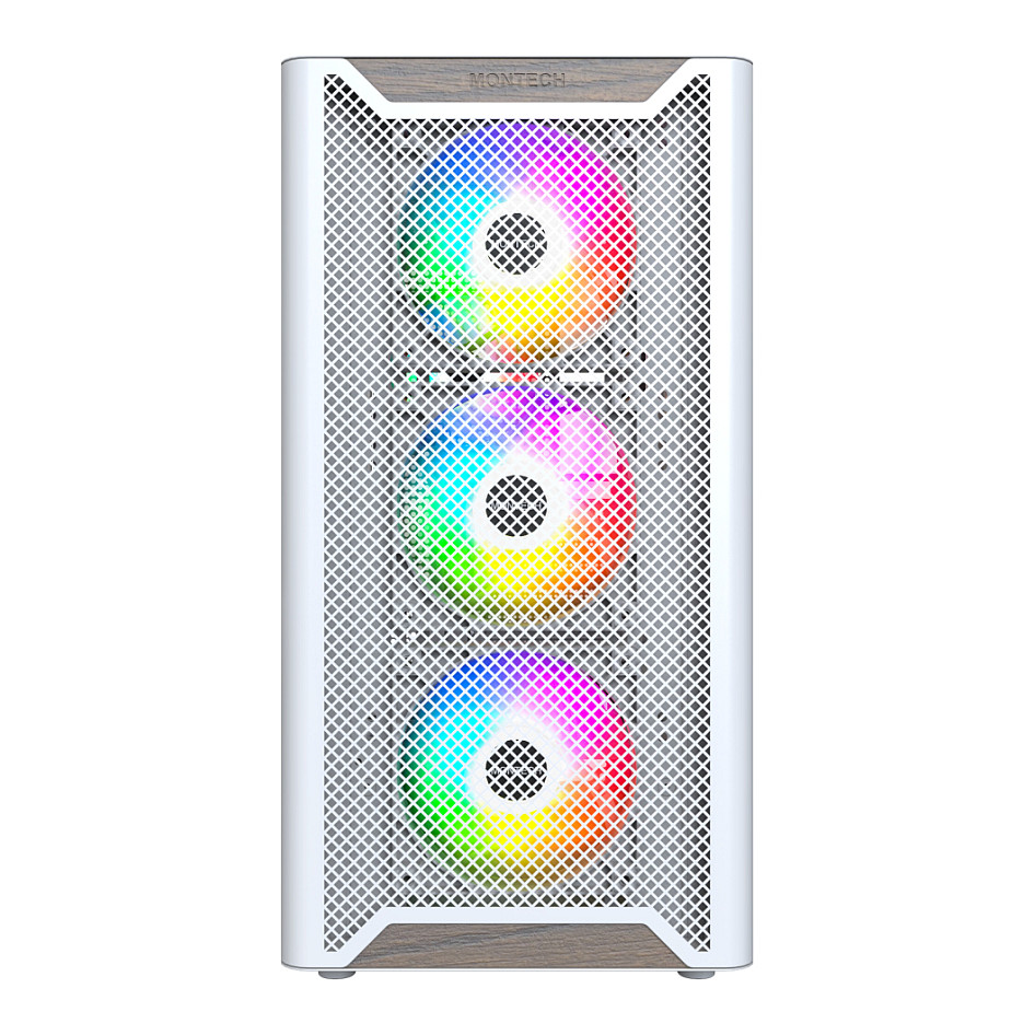 Kasë PC Montech XR Wood / Midi Tower / ATX / 3x 120mm + 1x 120mm ARGB Fan / Tempered Glass - Bardhë