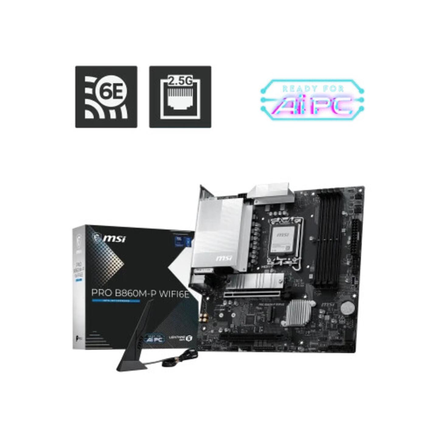Pllakë Amë MB Intel MSI PRO B860M-P WIFI6E, LGA1851, B860, DDR5, mATX, Wi-Fi 6E, 2.5GbE LAN, HDMI, 2x DisplayPort, VGA