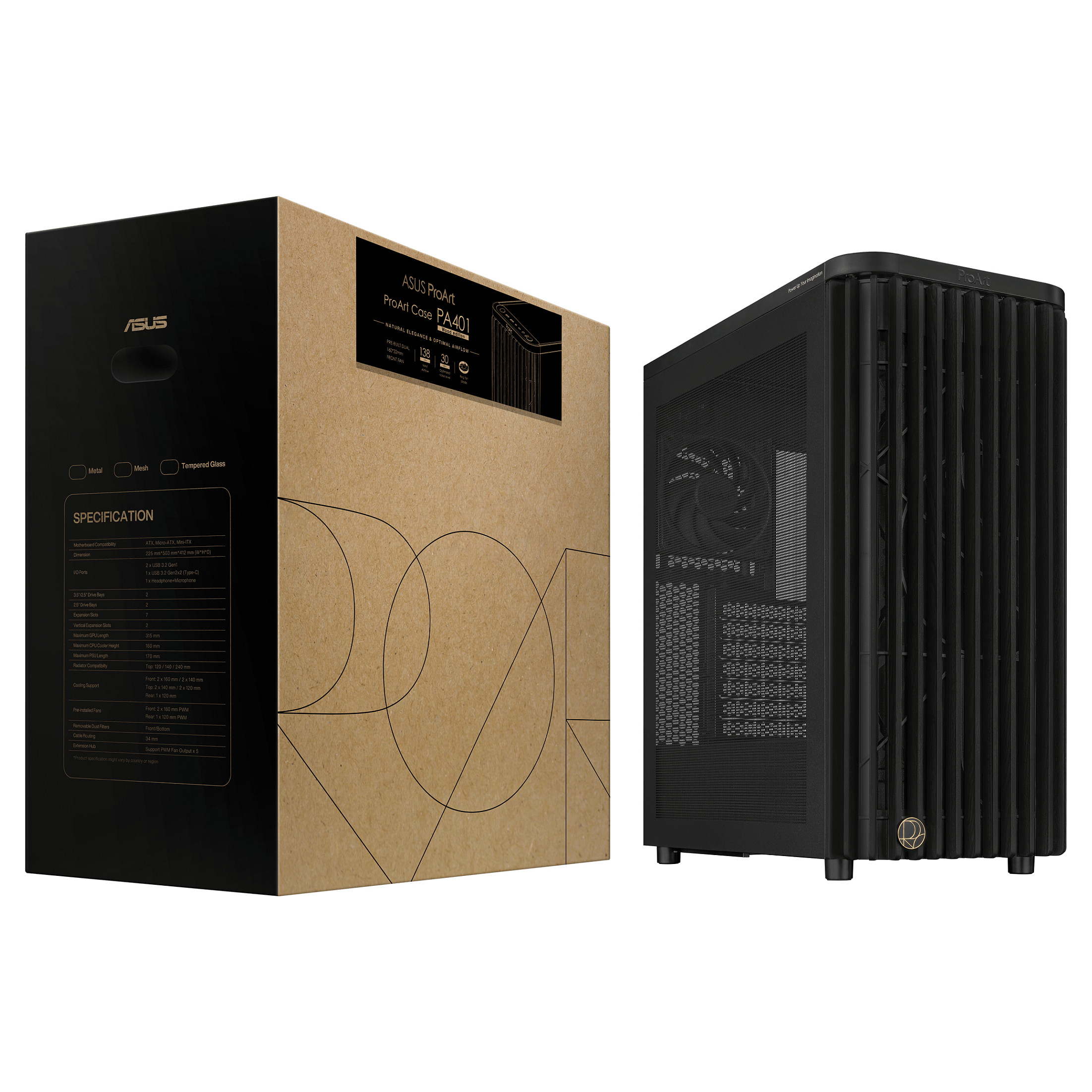 Kasë Asus ProArt PA401 Wood Mesh PWM - Zezë - 17
