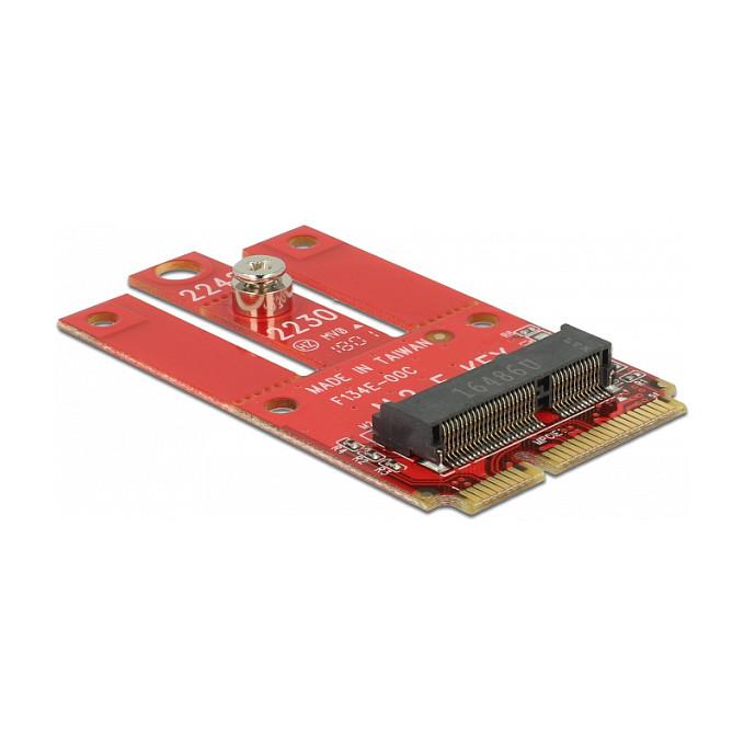 Adapter Mini PCI Express Delock 63909 / Mini PCIe Full Size në Half Size / M.2 Key E / USB 2.0 + PCIe - 1