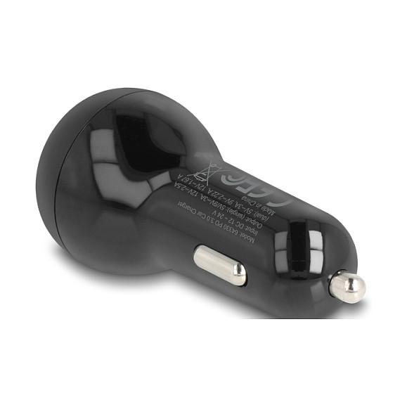 Karikues për Vetura DeLOCK 64330 / 2× USB Type-C / PD 3.0 / 40 W - Zezë