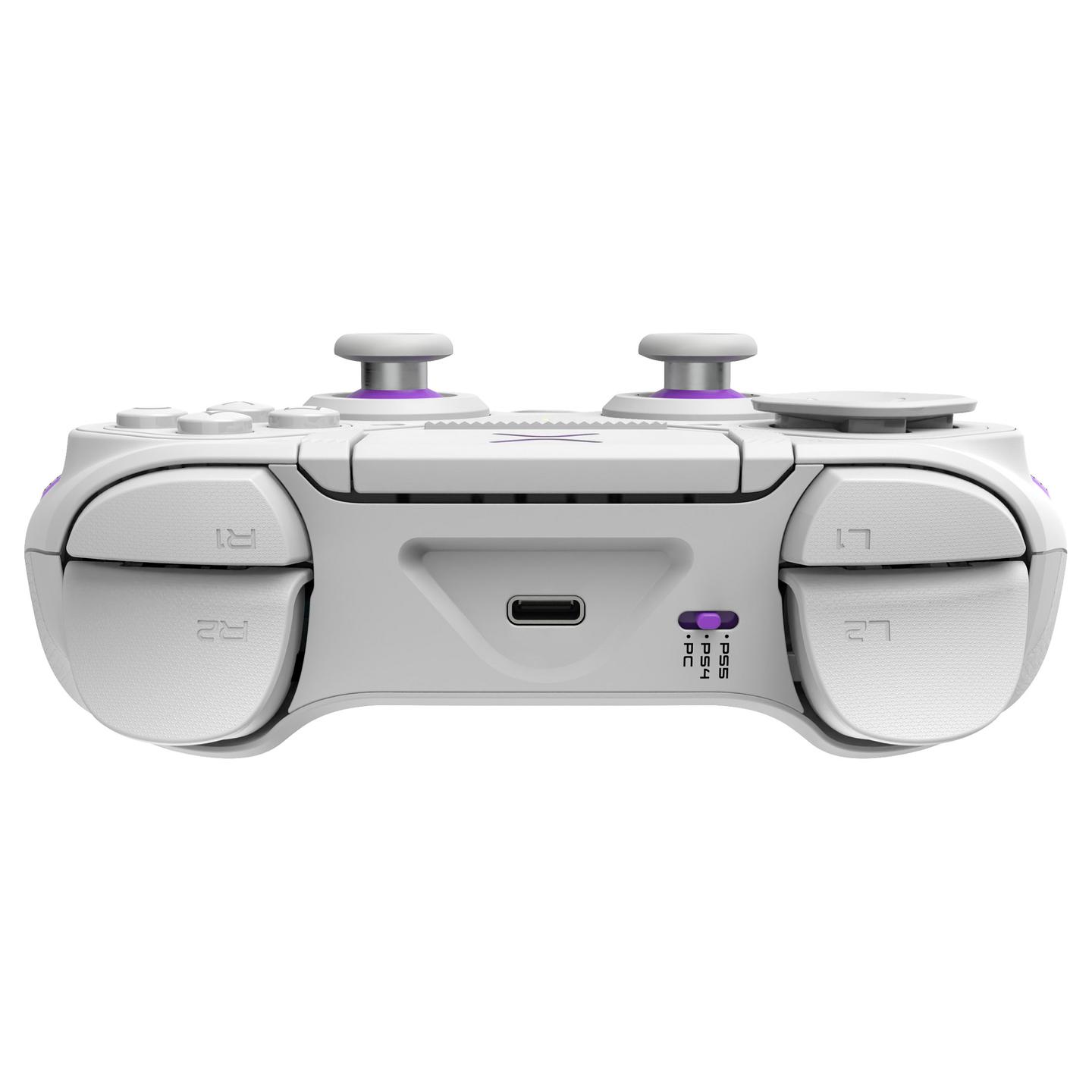 Kontroller Gaming PDP Victrix Pro BFG / 052-002-WH / Wireless + USB-C / PS5, PS4 & PC / Modular / 2000 mAh / 20 orë – Bardhë/Vjollcë - 6
