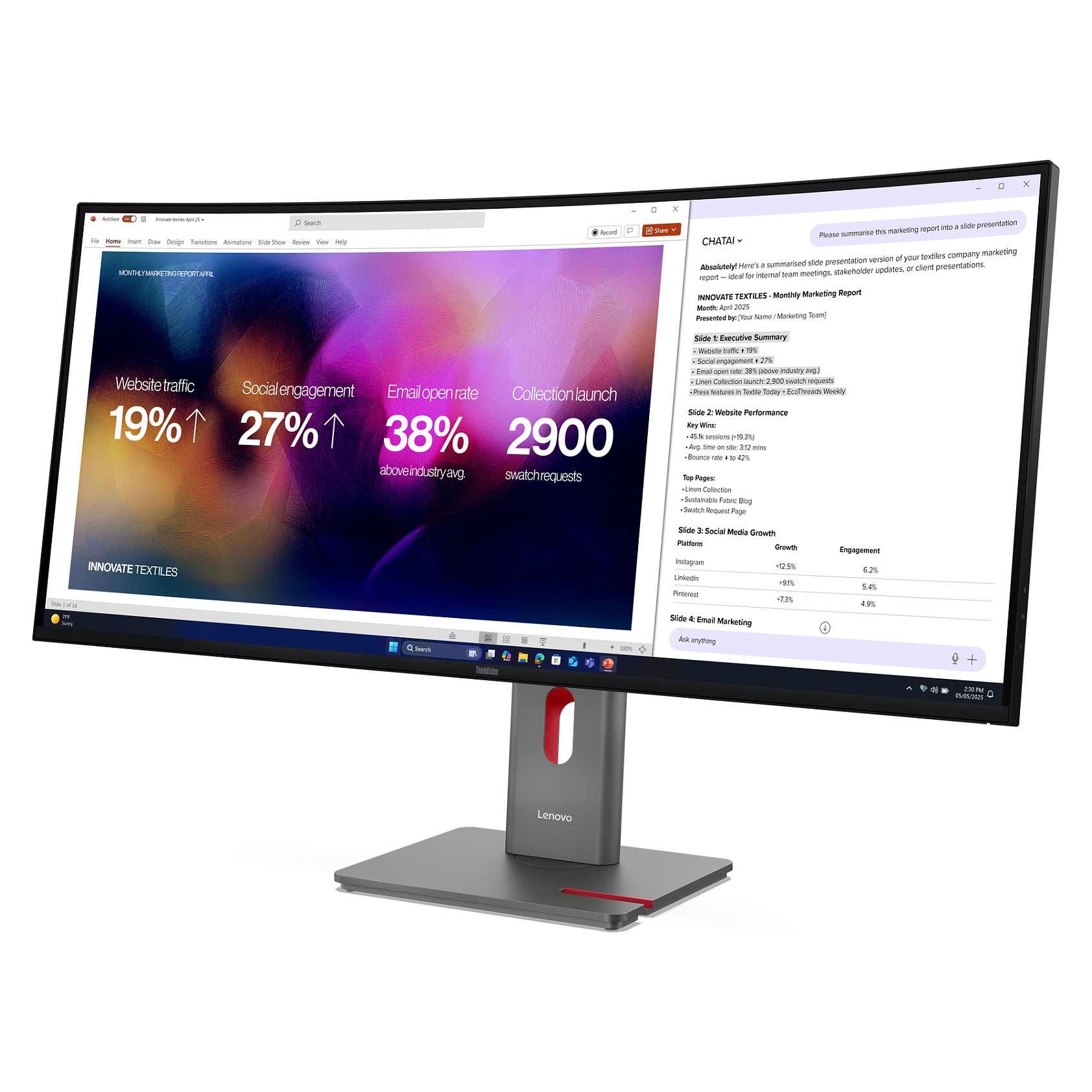 Monitor Lenovo ThinkVision P40WD-40 / 39,7"/ WUHD IPS LED Curved / 120Hz / 6ms / HDMI+DP+USB-C - Zezë - 5