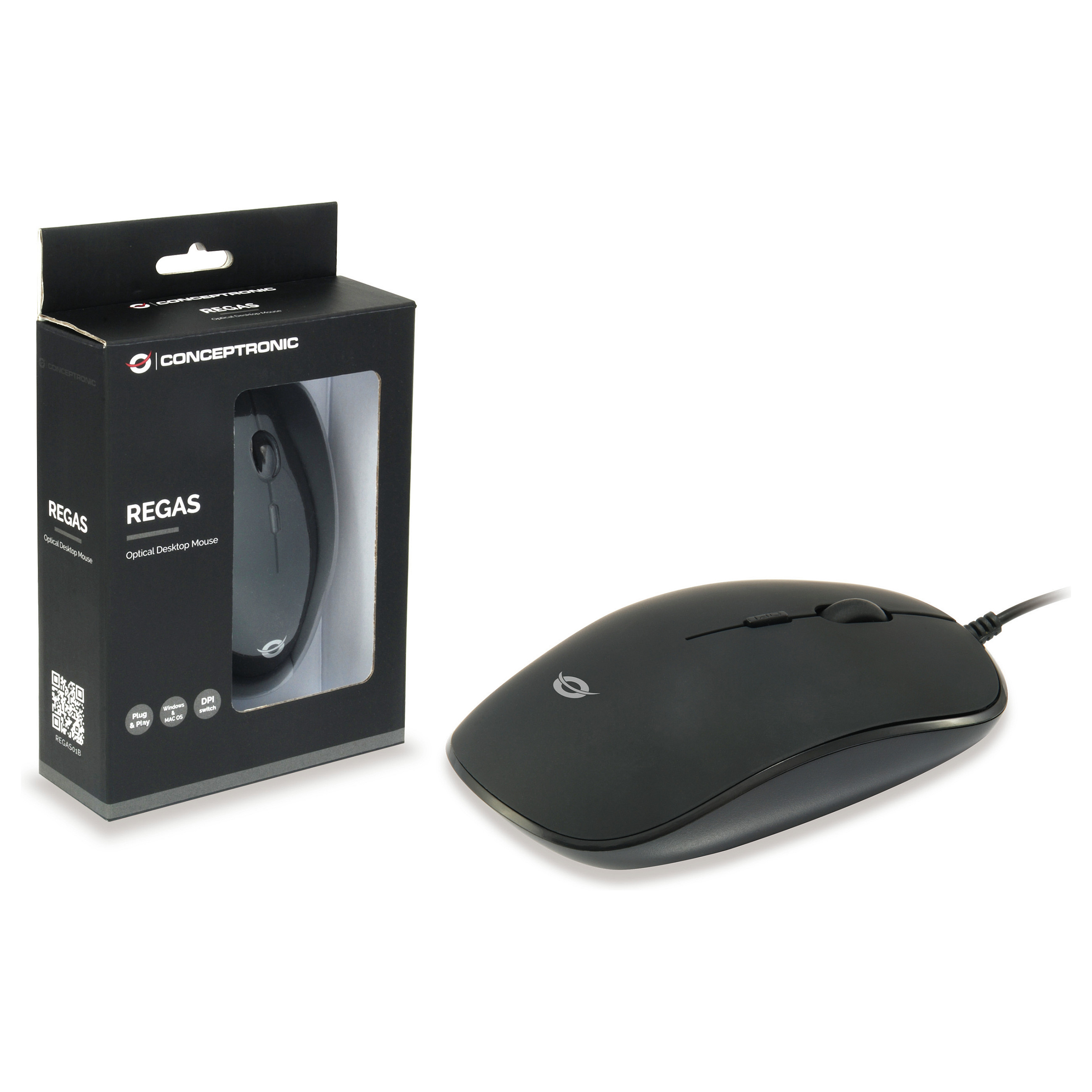 Maus me Kabllo Conceptronic REGAS01B / Optical / Desktop / USB – Zezë - 6