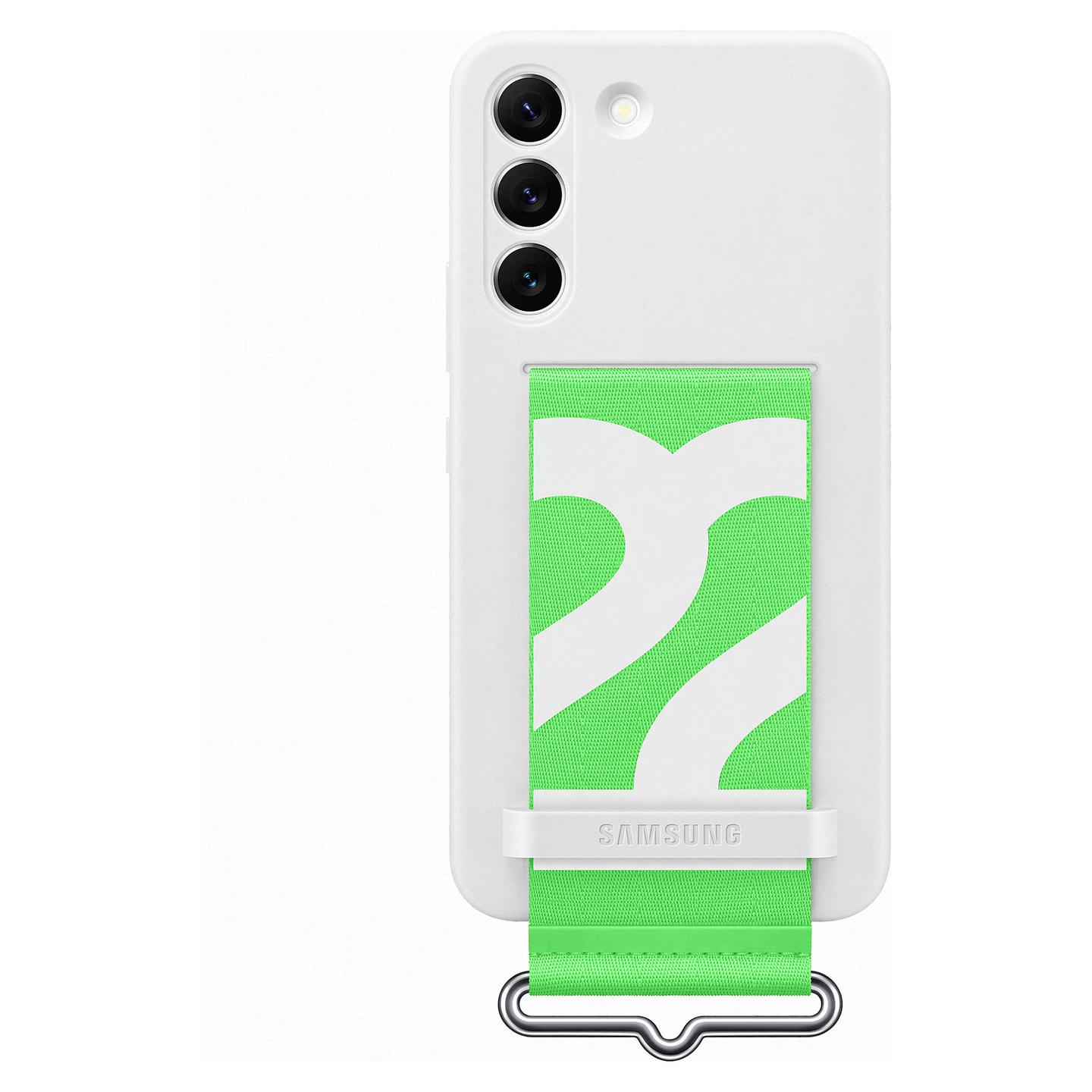 Case për Telefon Samsung Galaxy S22 Silicone Cover with Strap - Bardhë