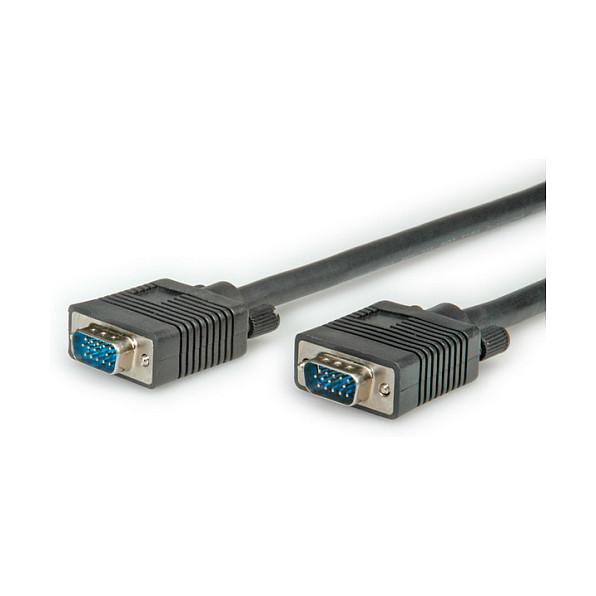 Kabllo VGA ROLINE 11.04.5202 / VGA 15-pin Male në VGA 15-pin Male / 2 m - Zezë