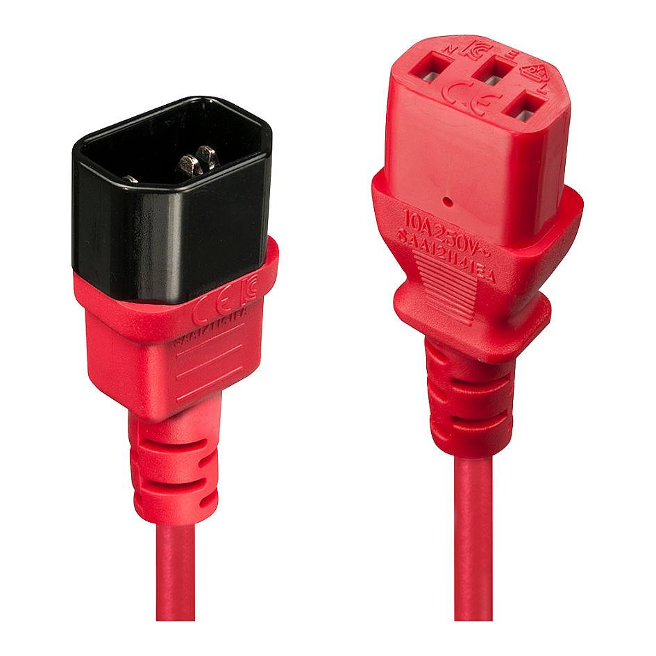 Kabllo për Furnizim me Energji IEC / LINDY Power Extension Cable IEC C14 to C13 / 2m – Kuqe - 1