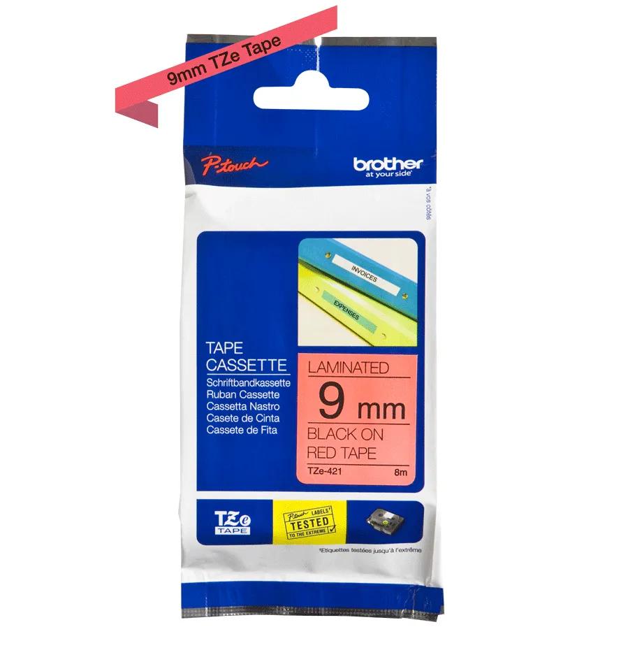 Shirit për Printer 3D Brother Colour Ribbon TZE-421 / TZE421 - Zezë mbi Kuqe  - 1