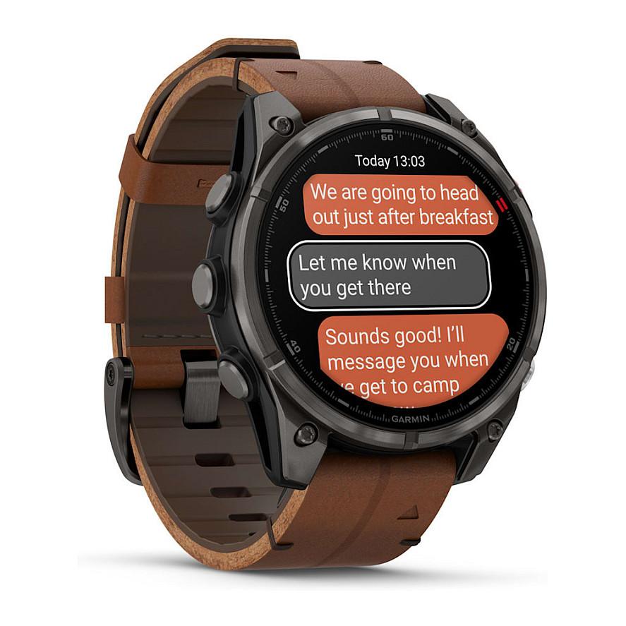 Orë e Mençur Garmin fēnix 8 Pro, 47mm, AMOLED, Sapphire, GPS, LTE, Rrip Lëkure - Kafe
