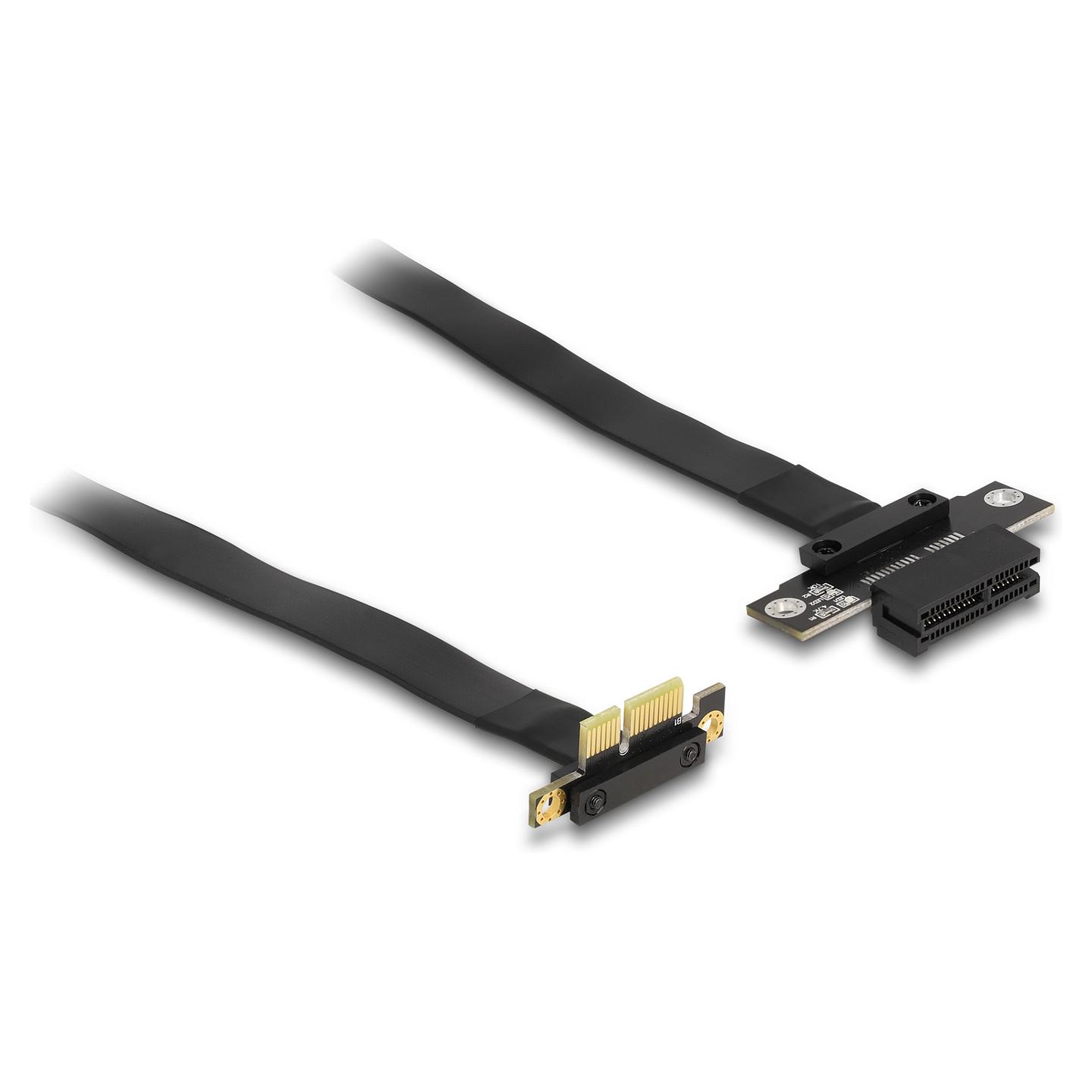 Kartë Riser Delock 88023, PCI Express 3.0 x1 në x1, 90° Djathtas, Kabllo 30cm - Zezë - 1