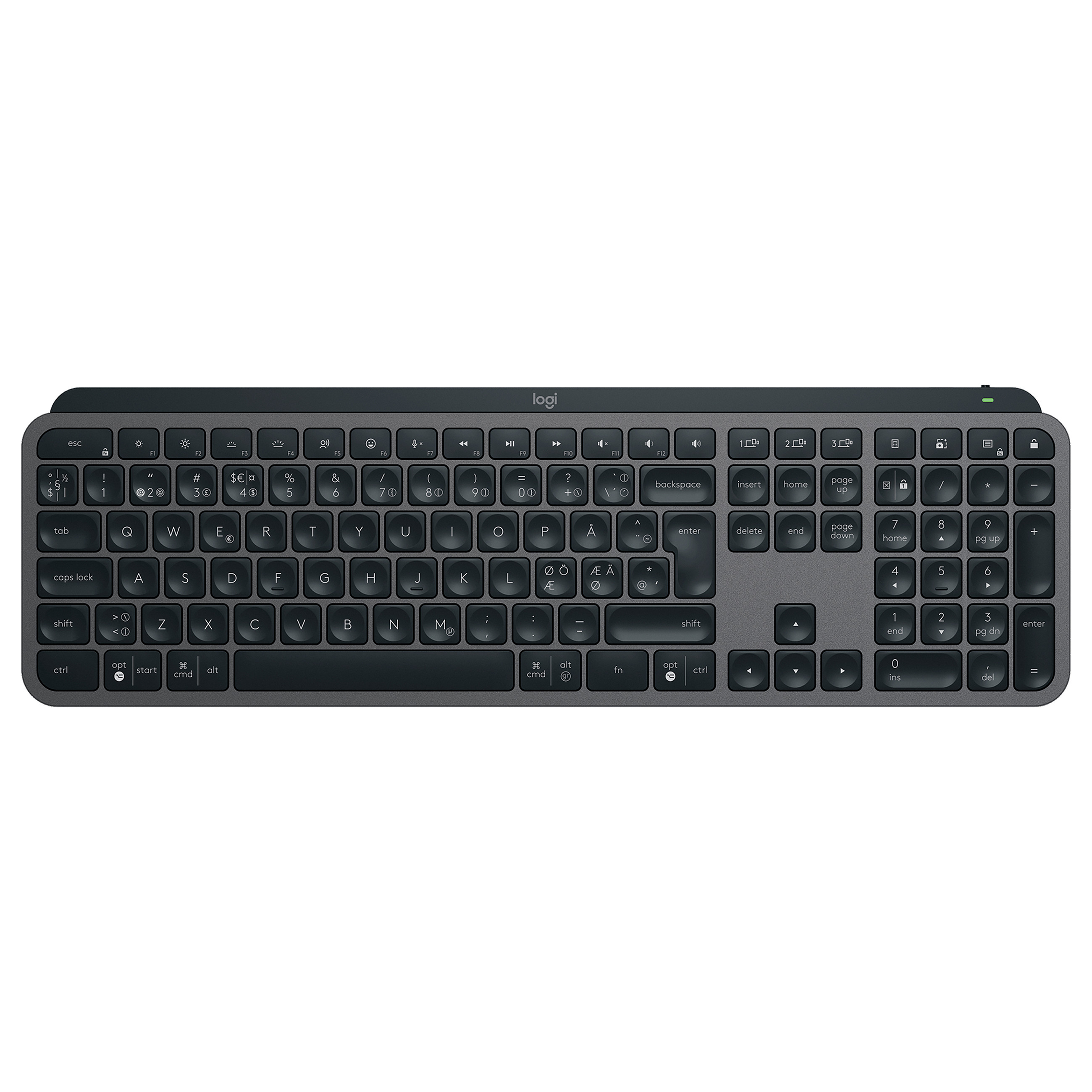 Tastierë Pa kabllo Logitech MX Keys S / 100% / Scissor / RF Wireless + Bluetooth / Nordic QWERTY / Numpad / Backlit - Hiri