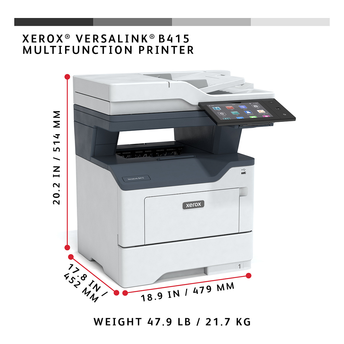 Xerox VersaLink B415DN A4 Laser Multifunction Printer – Print, Copy, Scan, Fax, 47ppm - 20