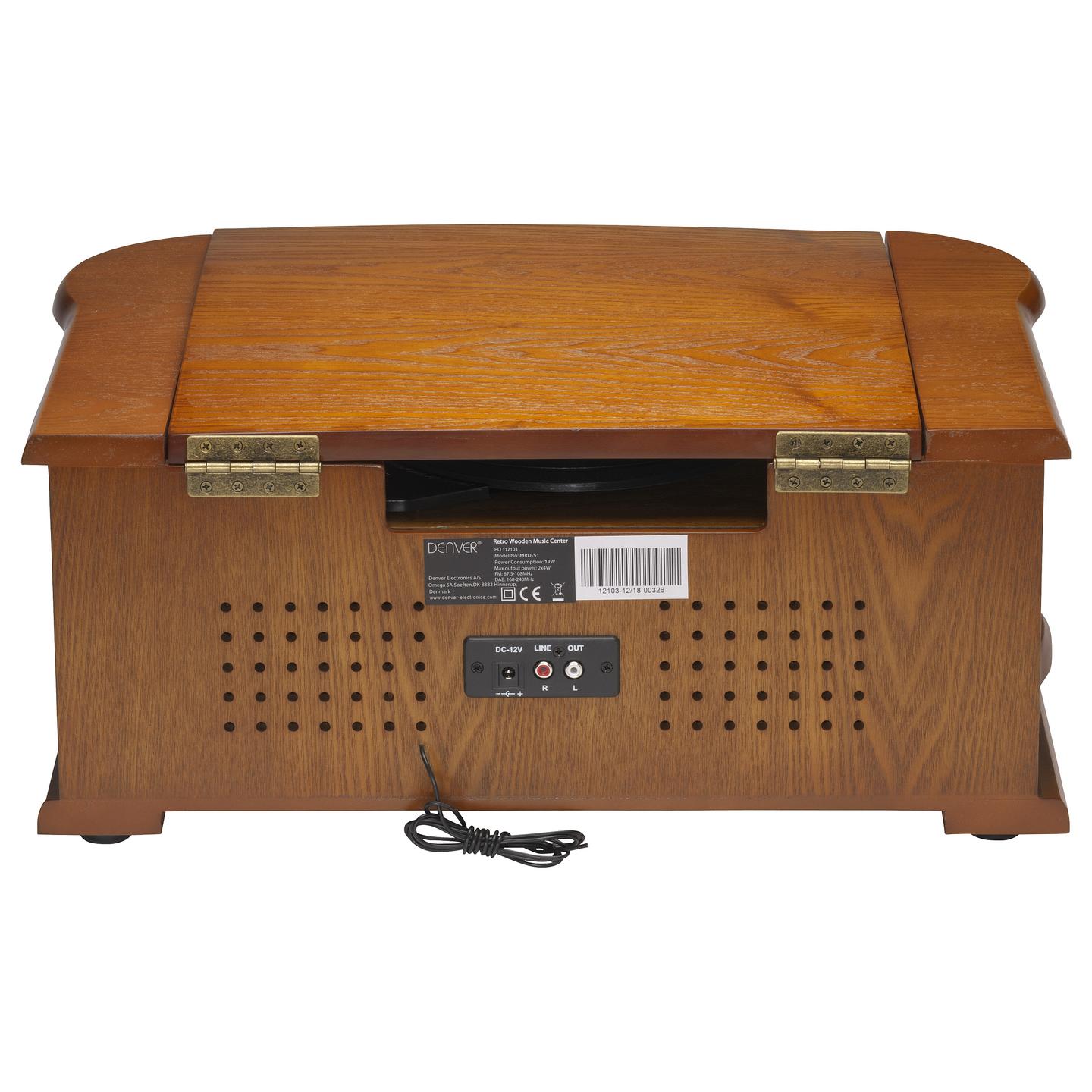Gramafon Denver MRD-51, 33 1/3, 45, 78 RPM, LCD, 5W - Kafe - 3