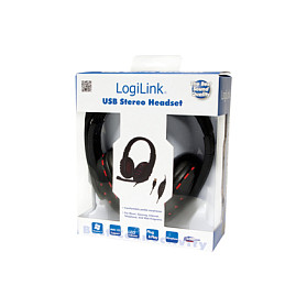 Kufje me kabllo LogiLink HS0033 / USB / 2 m - Zezë/Kuqe - 2