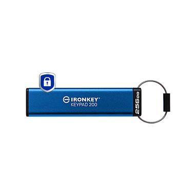 USB Flash Drive Kingston IronKey Keypad 200 / IKKP200/256GB / 256GB / USB 3.2 Gen 1 / 145MB/s / 115MB/s / AES-256 / FIPS 140-3 Level 3 - Blu