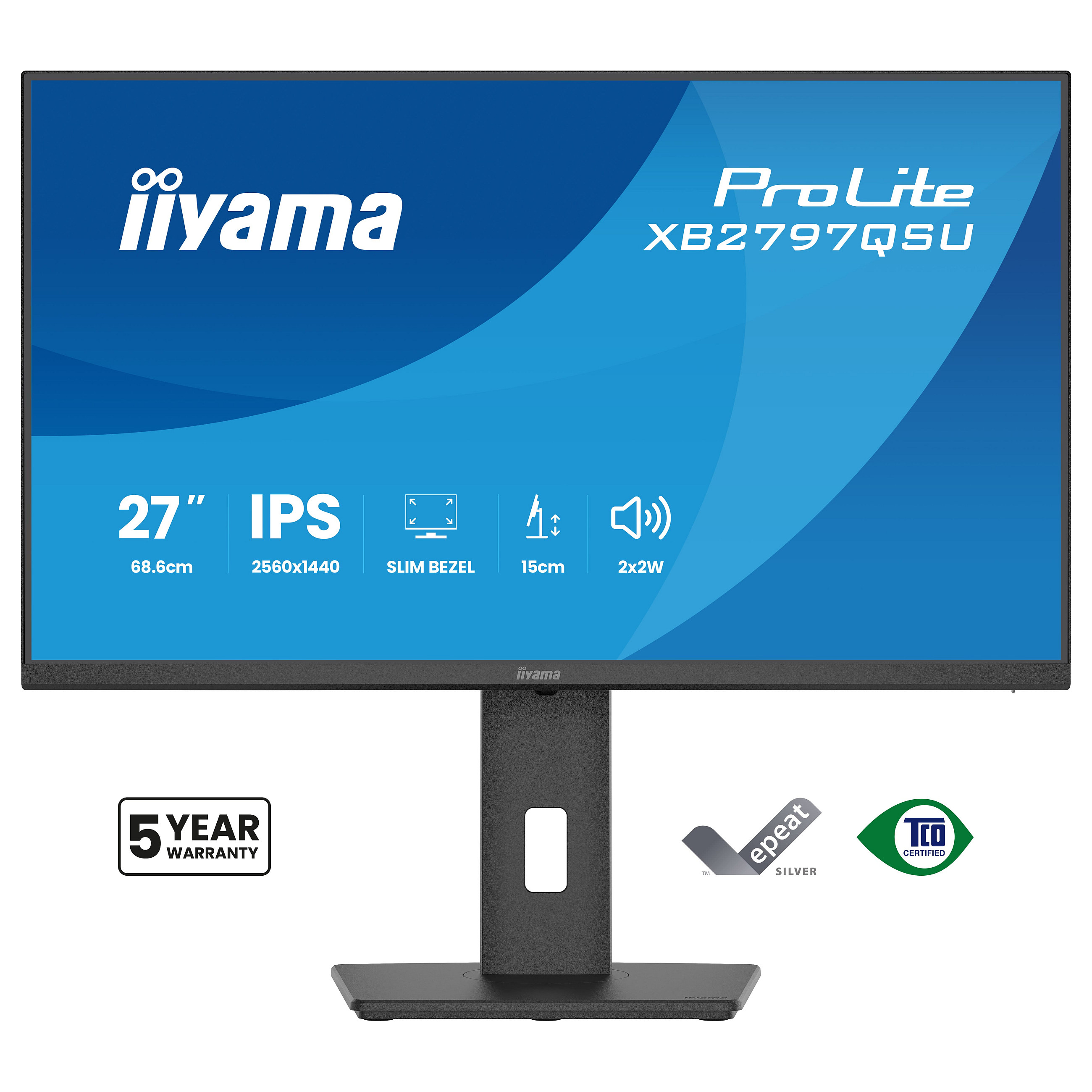 Monitor iiyama ProLite XB2797QSU-B1 / 27"/ Quad HD IPS LED / 75Hz / 1ms / HDMI+DP - Zezë - 2