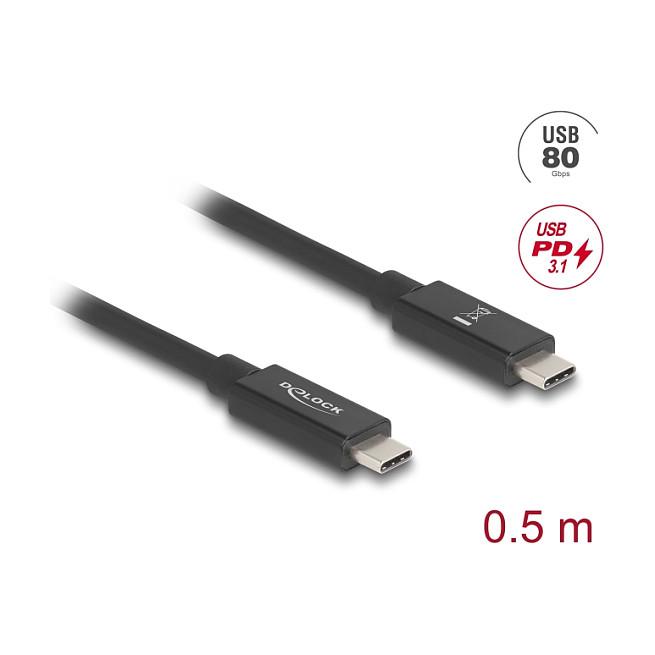 Kabllo USB DeLOCK 81210, USB 80 Gbps Type-C mashkull në Type-C mashkull, Power Delivery 240 W, 16K/60 Hz, 0,5 m - Zezë - 2