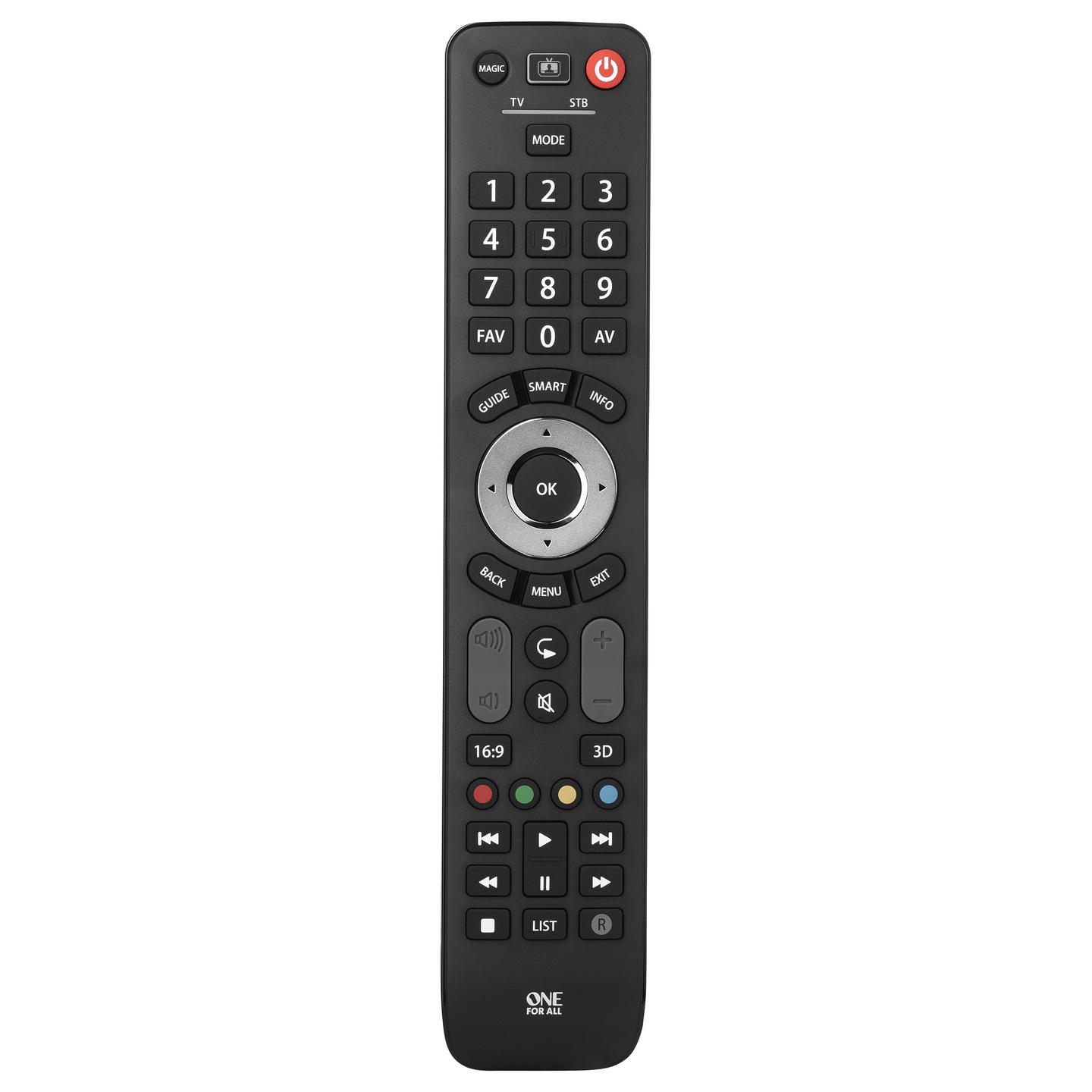 Telekomandë universale One For All Advanced Evolve 2, për TV dhe Set-Top Box, IR