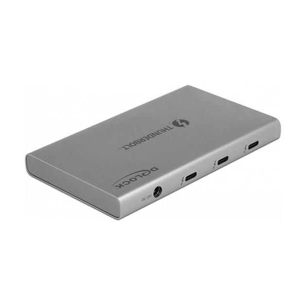 Hub Thunderbolt 4 DeLOCK 64157 / 3x Thunderbolt 4 + 1x USB-A / 40 Gbit/s / 8K / Power Delivery 85W / 80 cm - Gri - 1