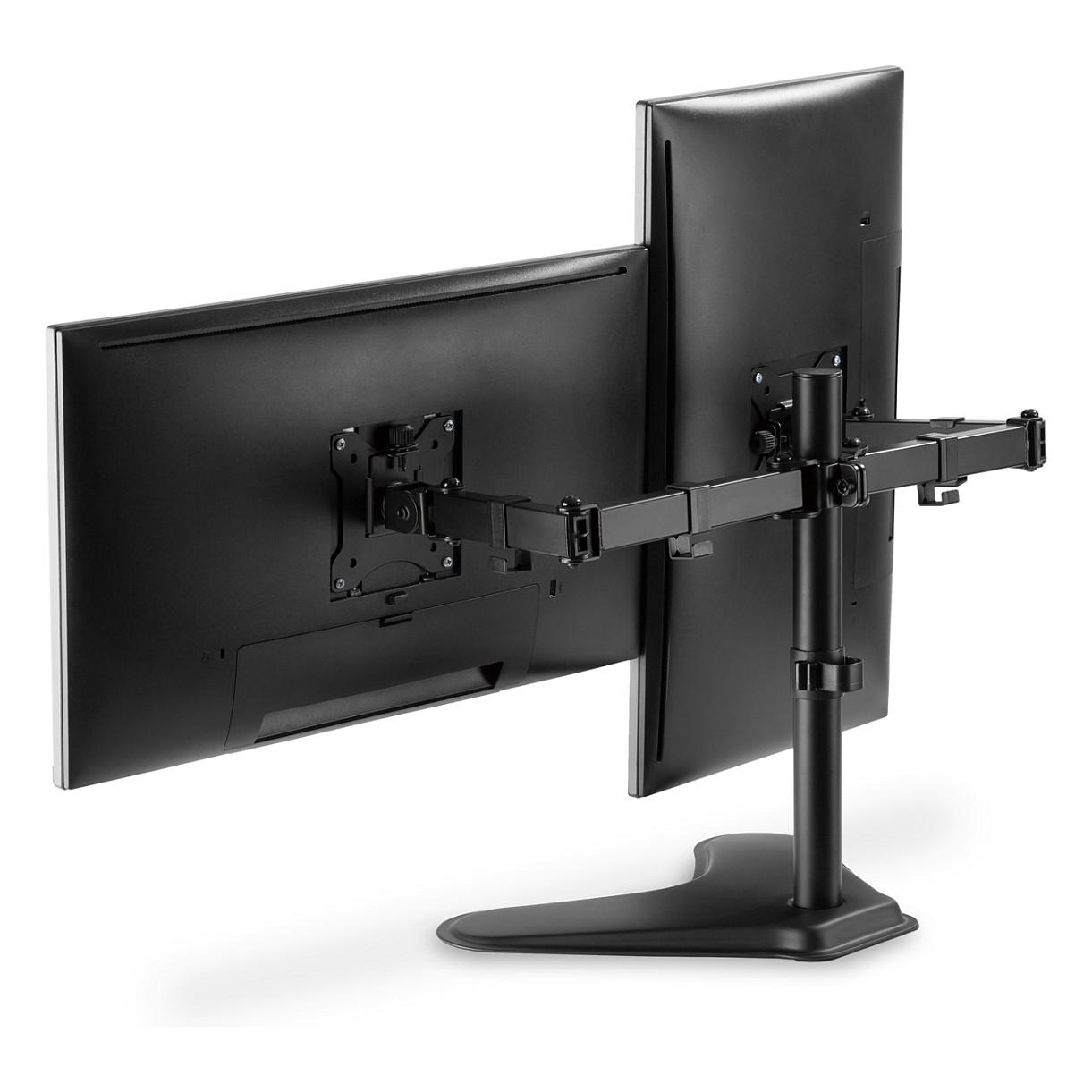 Mbajtëse për Monitor / 2 Monitorë / 15"-32" / 8kg për Monitor / VESA 75x75-100x100 / Tavolinë / Rregullim në Lartësi - Zezë - 2