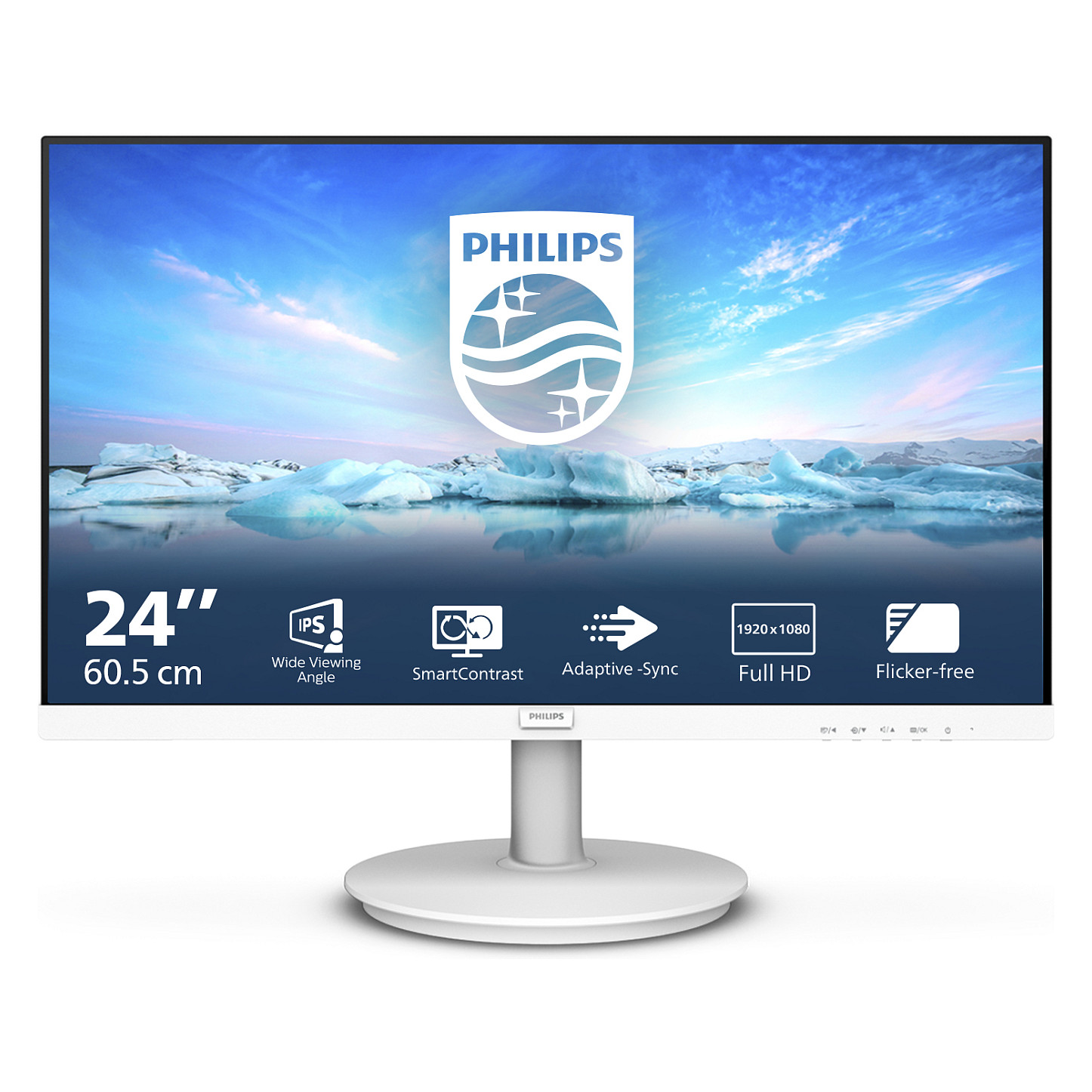 Monitor Philips 241V8AW / 23.8″ / FHD IPS LCD / 75Hz / 4ms / HDMI + VGA - Bardhë - 1