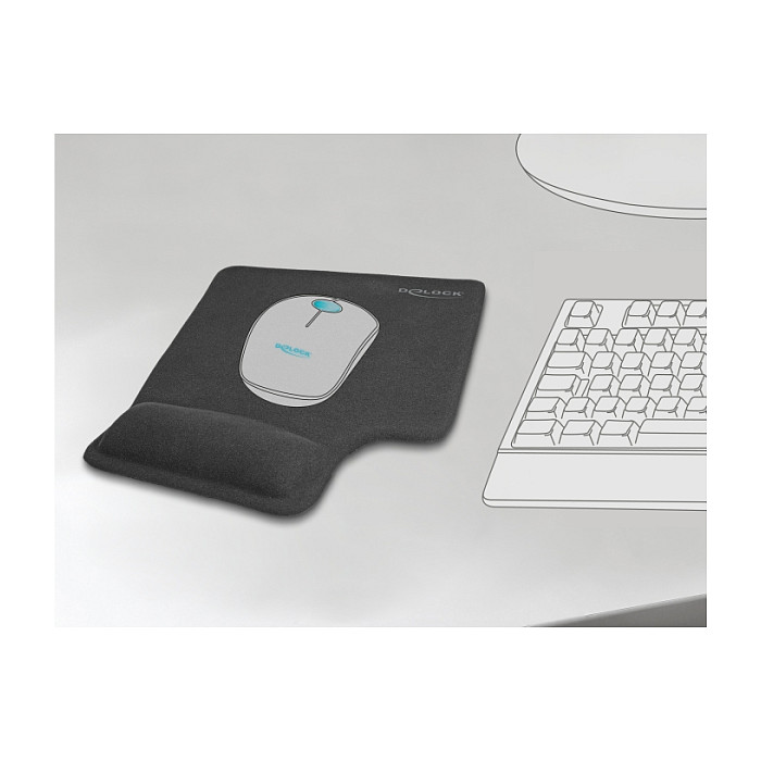 Mauspad Delock Ergonomic with Gel / Left-Handed 220 x 170 x17 mm- Zezë - 3