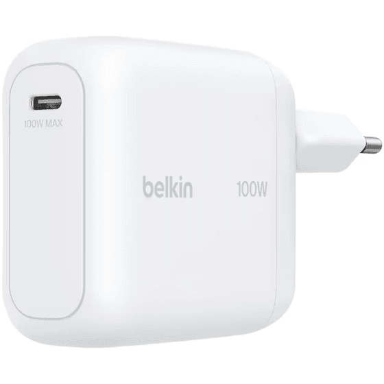 Adapter Belkin BOOSTCHARGE / USB-C / Power Delivery / 100W / GaN / Prizë e Palosshme - Bardhë