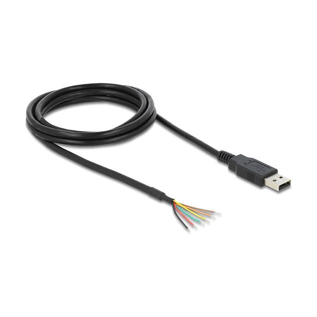 Adapter USB DeLOCK 83527, USB 2.0 në Serial UART TTL 3.3 V, 6 tela të hapur, 1.8 m - Zezë