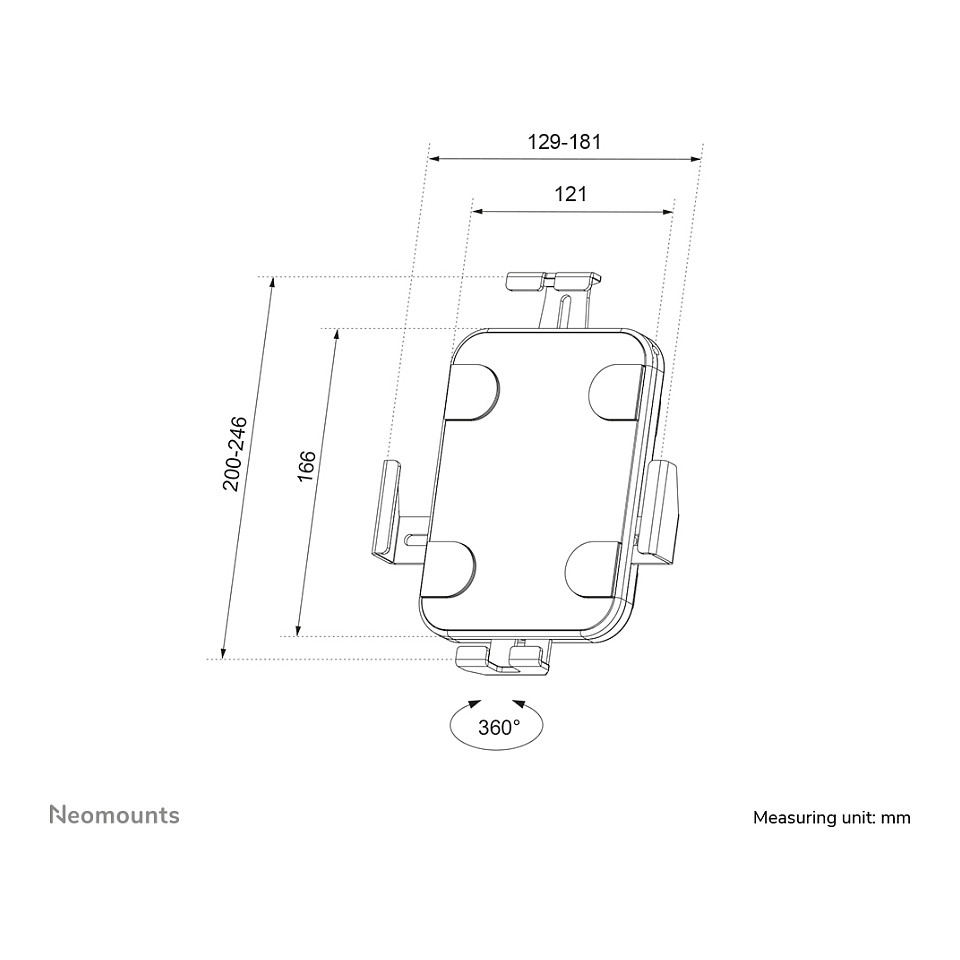 Mbajtës & Ftohës për Laptop 7.9"–11" tablets / Neomounts wall mount WL15-625BL1, swivel - Zezë - 19