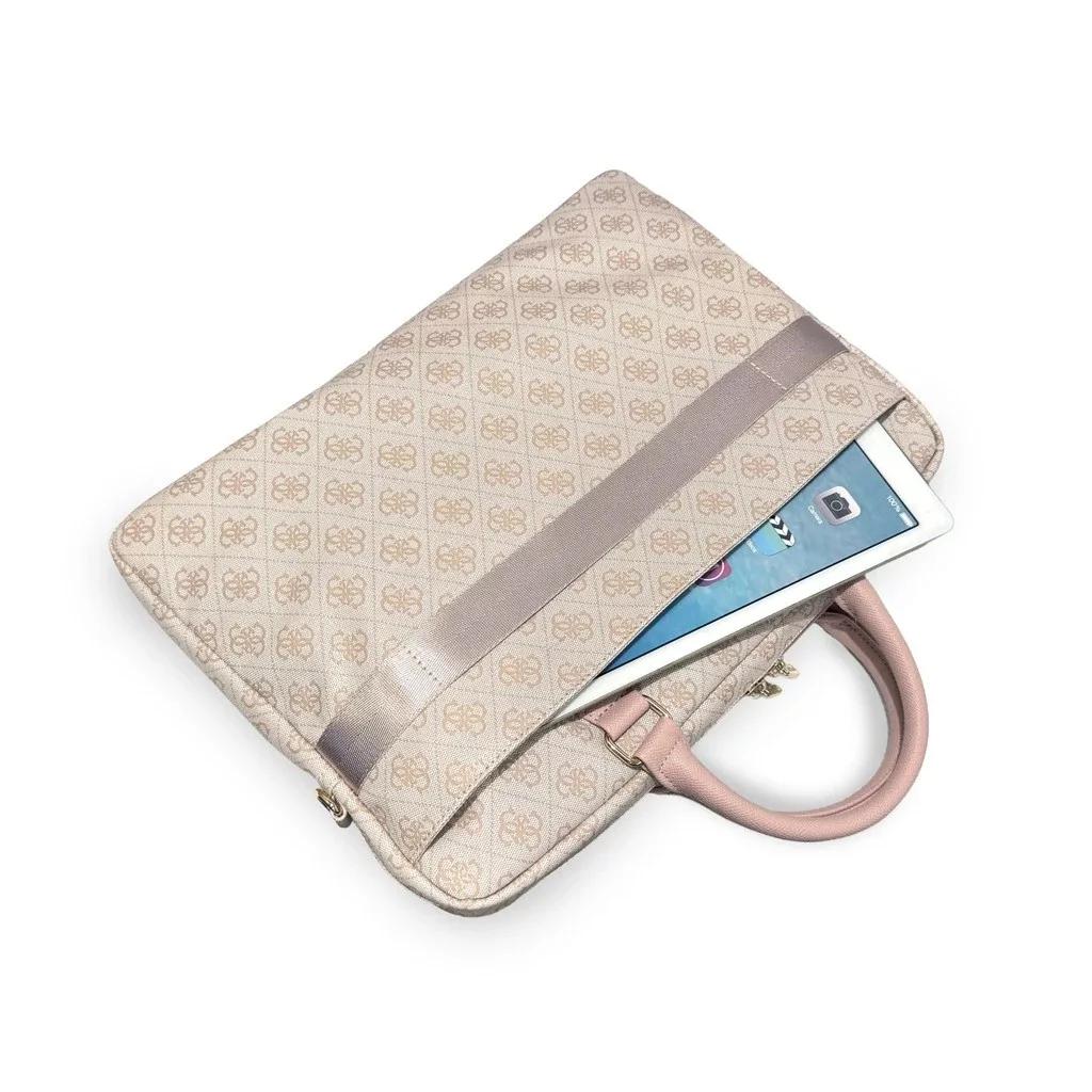 Çantë për Laptop GUESS PU 4G Stripe Metal Logo, 14" - Rozë - 4