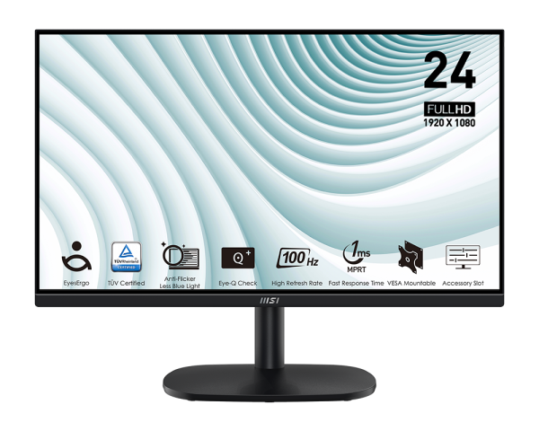 Monitor MSI Pro MP245V / 23.8" Full HD 100 Hz 5ms IPS / HDMI, VGA - e zezë - 1