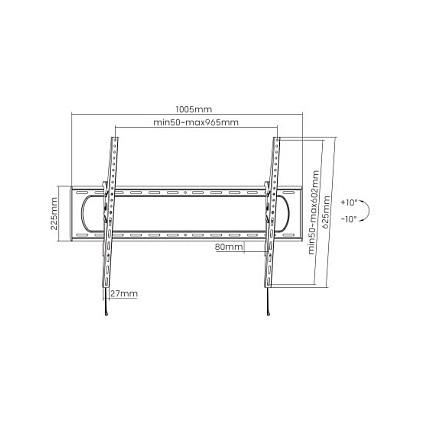 Mbajtëse Muri për TV Manhattan 461931 / 60"-120" / 120kg / Tilt ±10° - Zezë - 5
