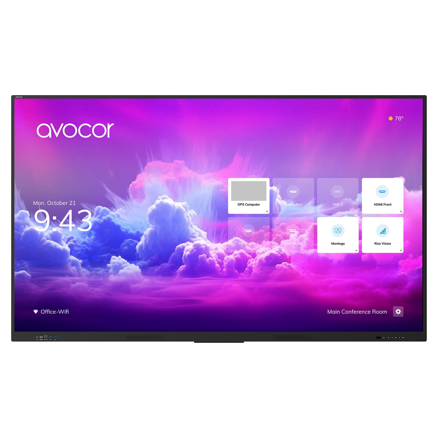 Interaktiv (Smart Board) Avocor AVE-5550, 55", 4K UHD, 400cd/m², 60Hz, 4GB, 32GB, 3× HDMI, DP 1.2, 2× USB-C, 4× USB-A, 4× USB-B, RJ45, RS-232 - Zezë