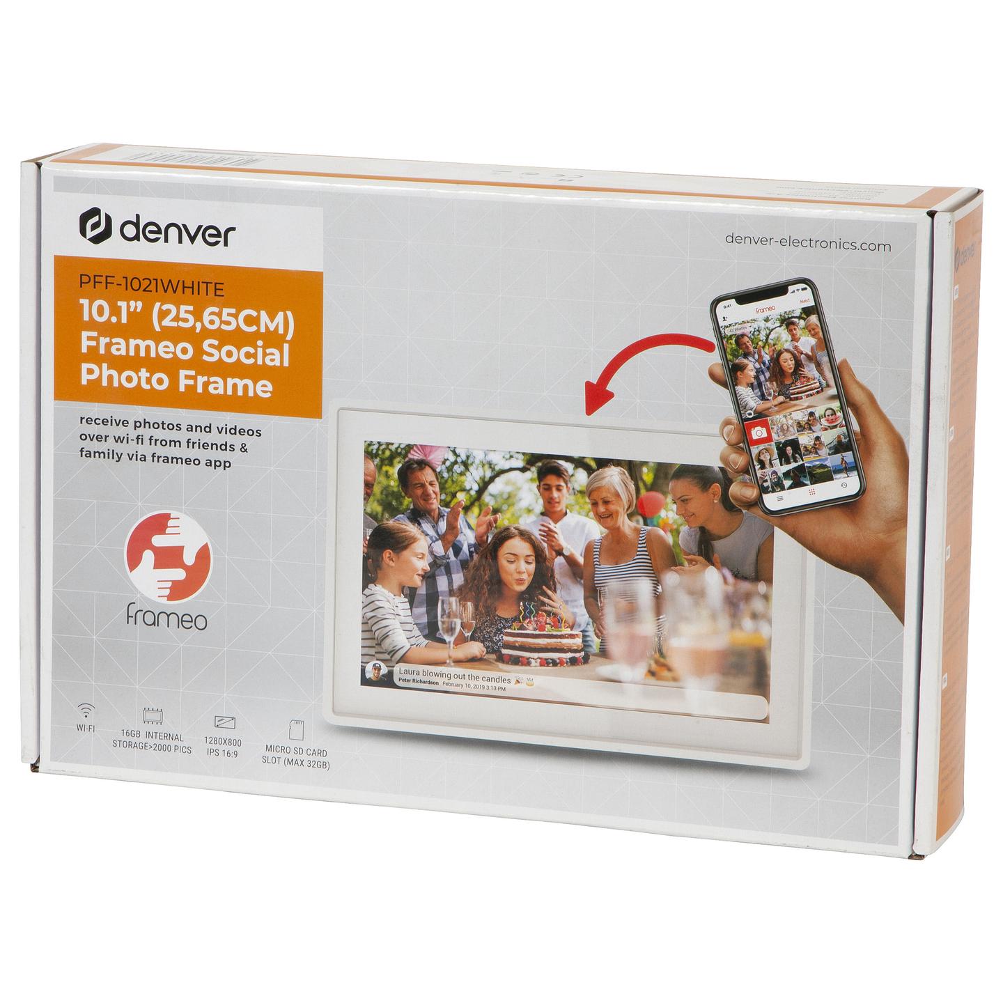 Kornizë digjitale për fotografi Denver PFF-1021, 10.1", IPS, 1280 × 800 pikselë, Wi-Fi, 16 GB, MicroSD, FRAMEO - Bardhë - 3